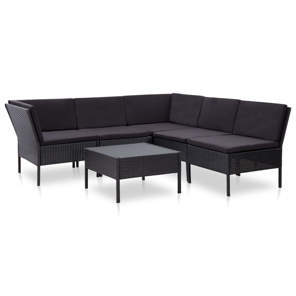 6-delige Loungeset met kussens poly rattan