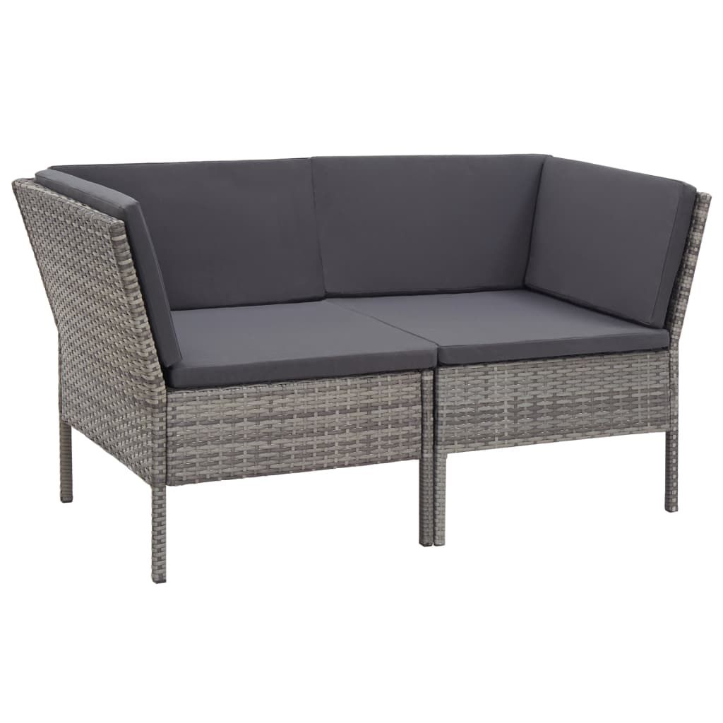 6-delige Loungeset met kussens poly rattan