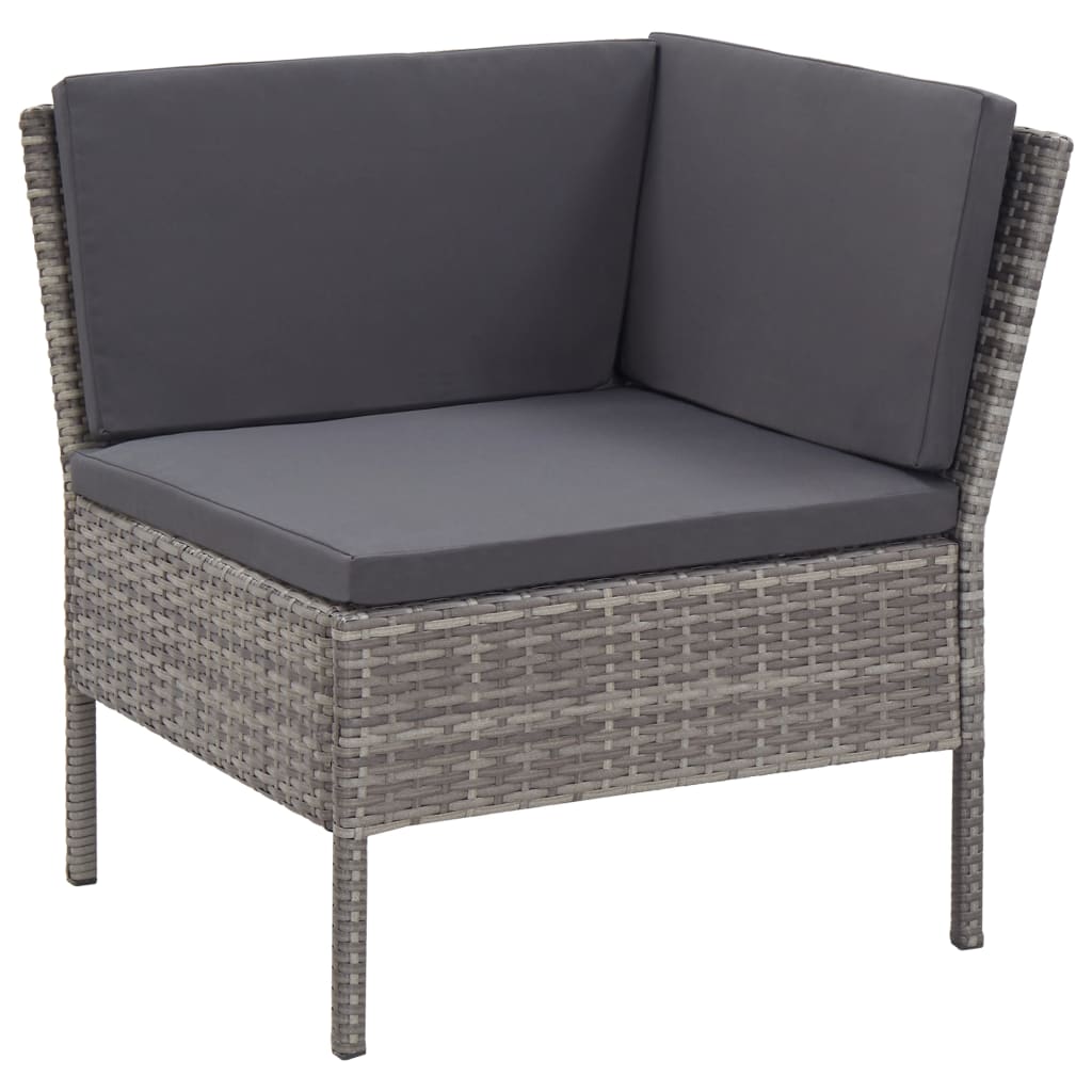 6-delige Loungeset met kussens poly rattan