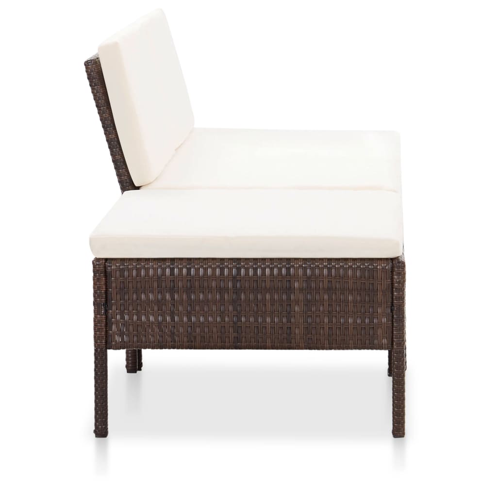 3-delige Loungeset met kussens poly rattan