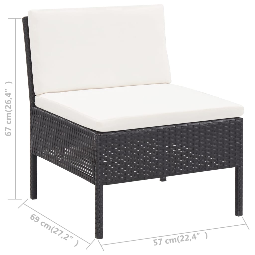 3-delige Loungeset met kussens poly rattan