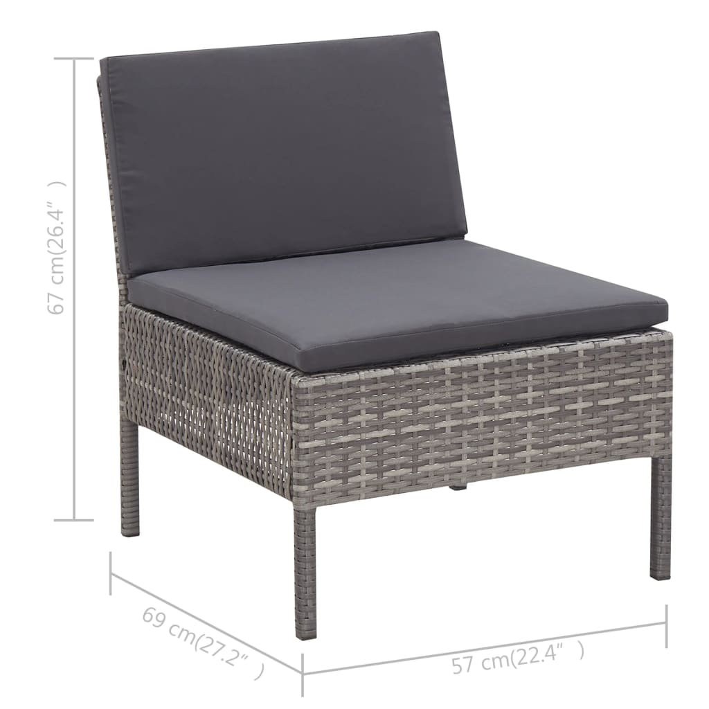 3-delige Loungeset met kussens poly rattan