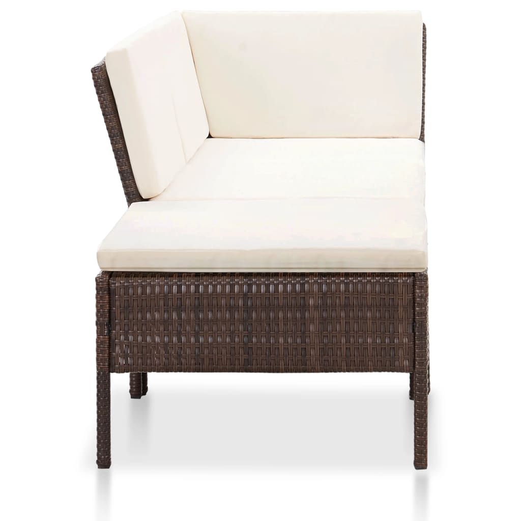 3-delige Loungeset met kussens poly rattan