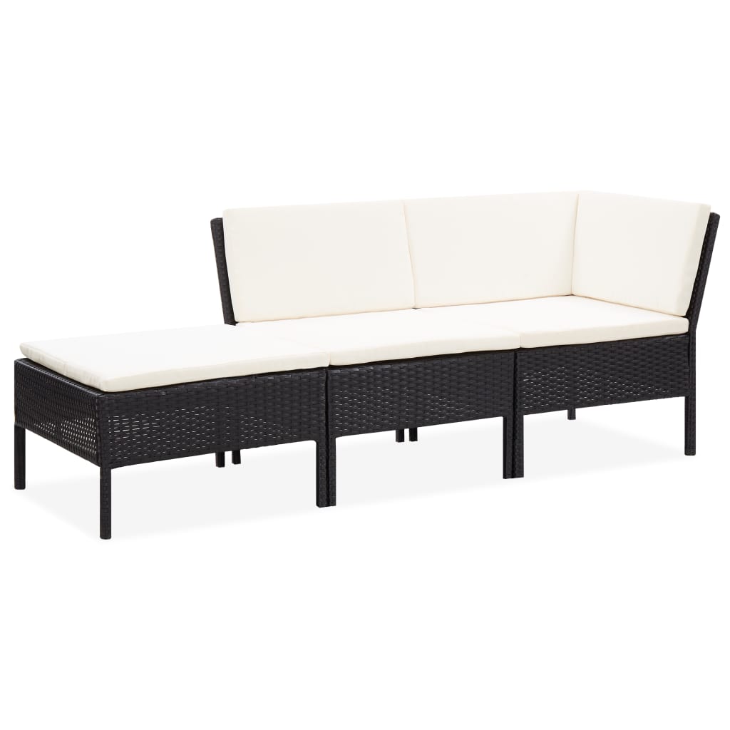 3-delige Loungeset met kussens poly rattan