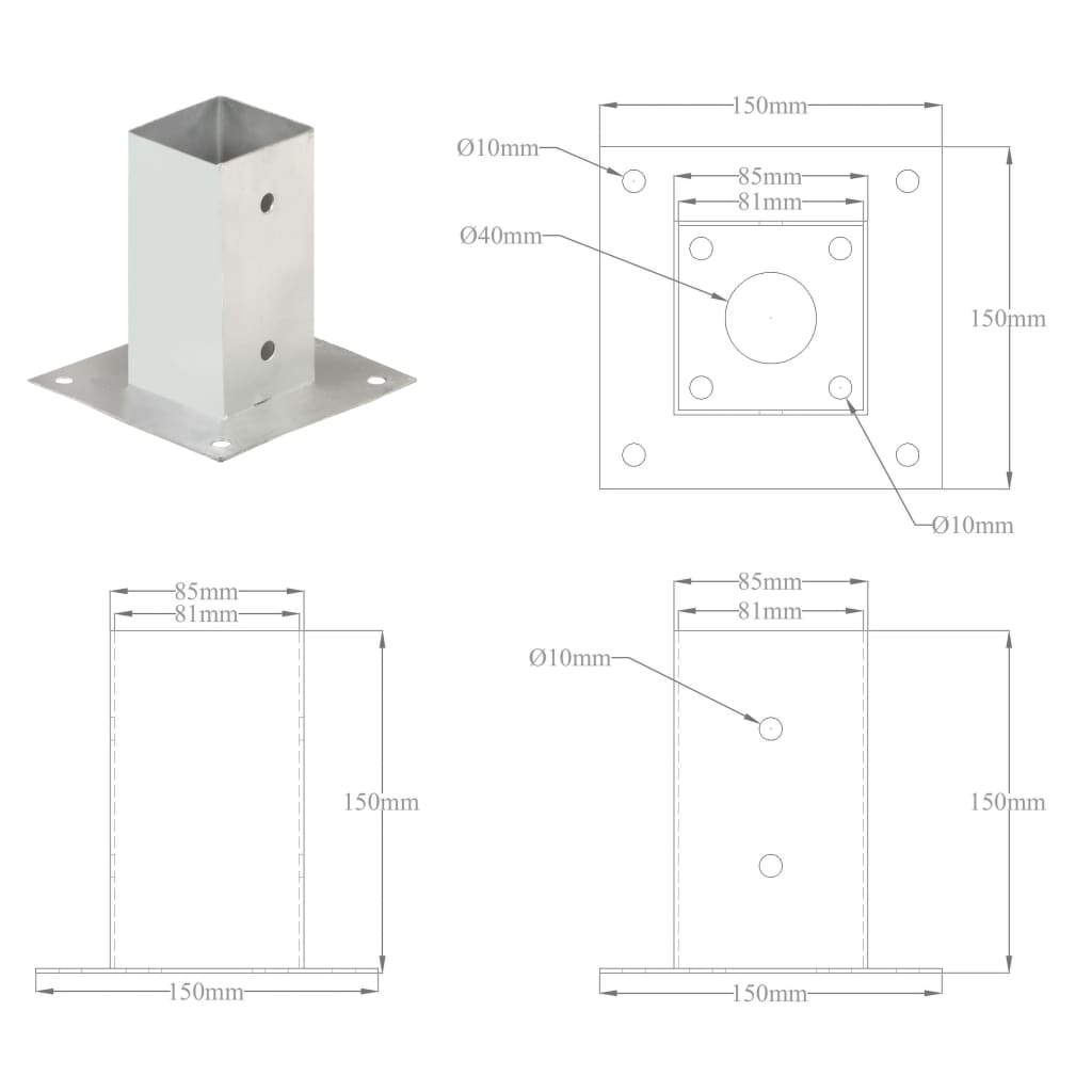 Paalankers 4 st 121 mm gegalvaniseerd metaal