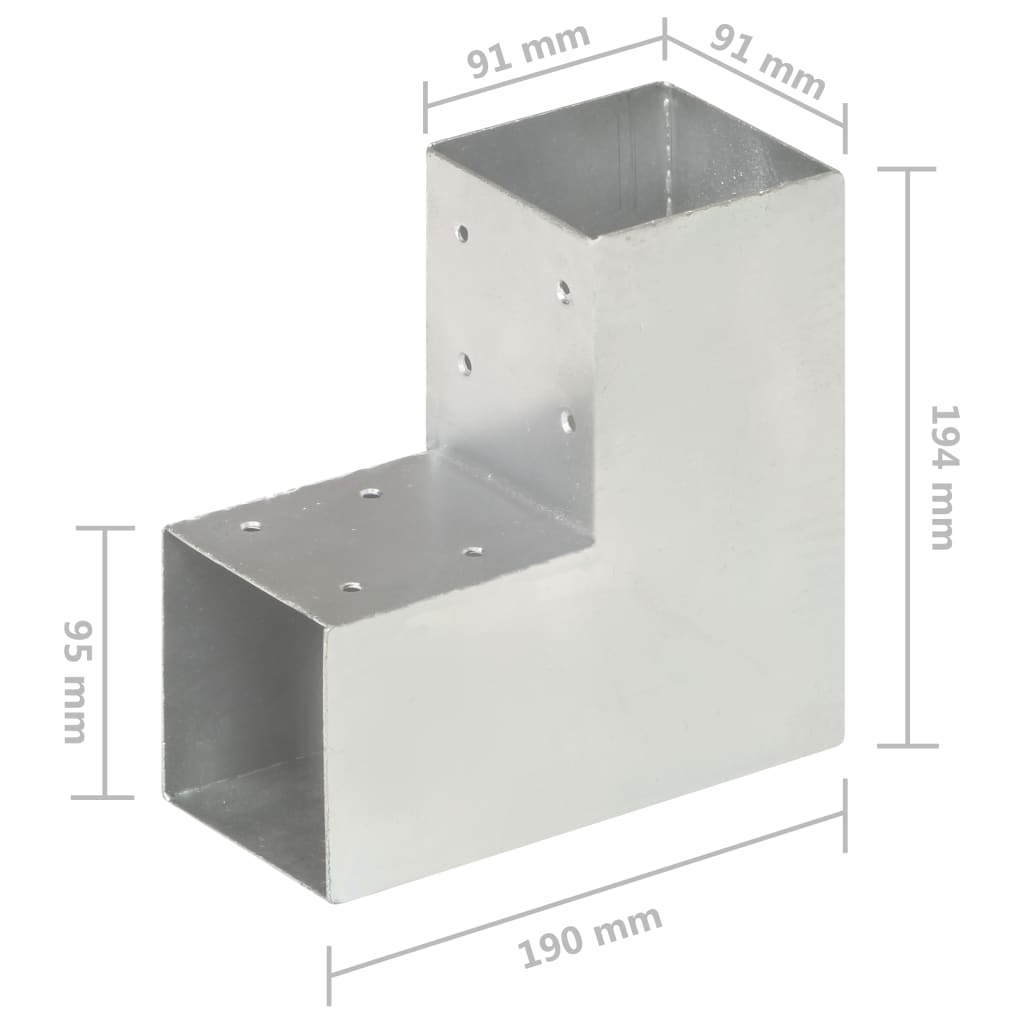 Paalverbindingen 4 st T-vorm 71x71 mm gegalvaniseerd metaal