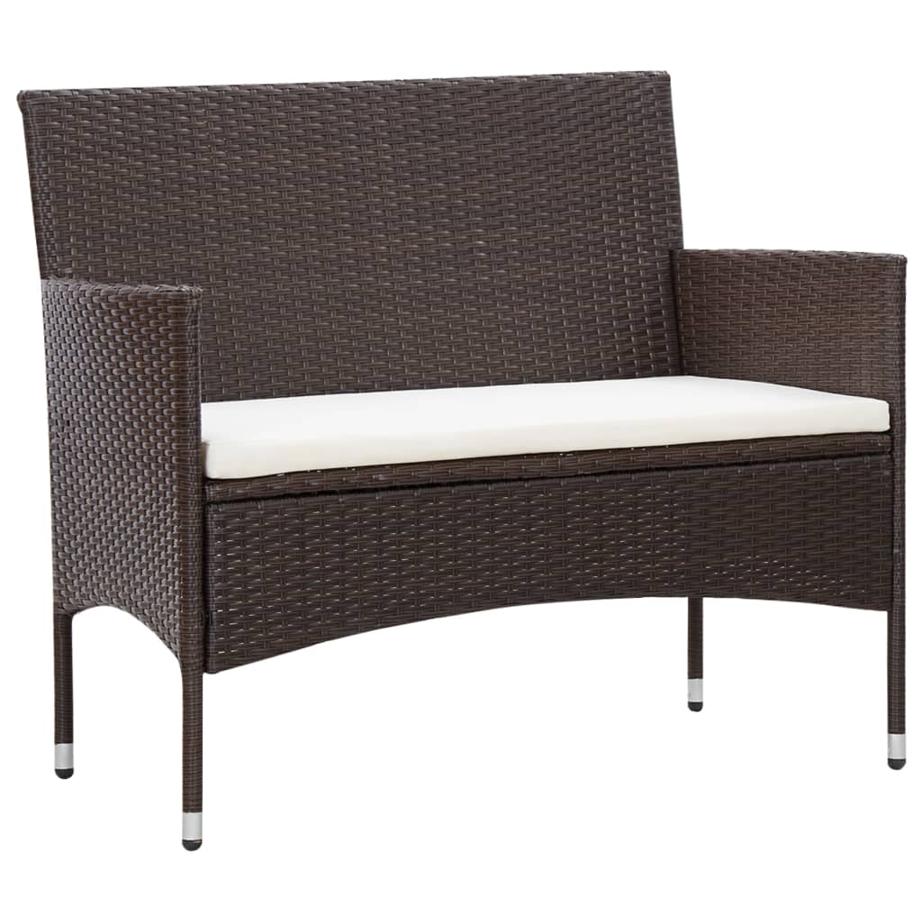 5-delige Loungeset met kussens poly rattan