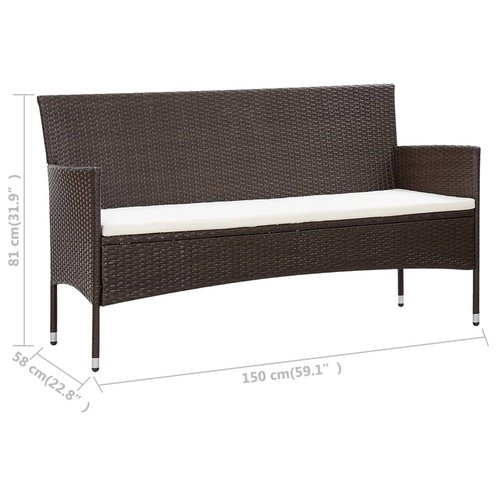 5-delige Loungeset met kussens poly rattan