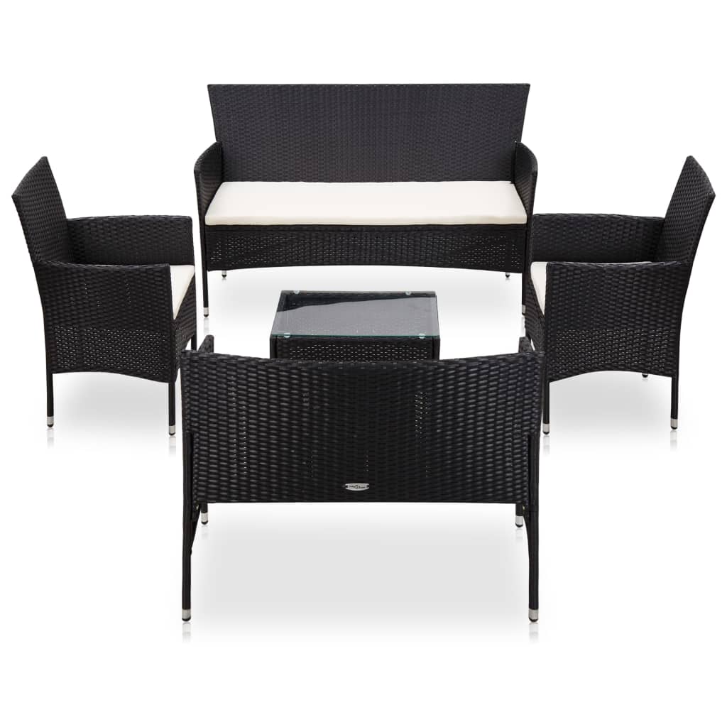 5-delige Loungeset met kussens poly rattan