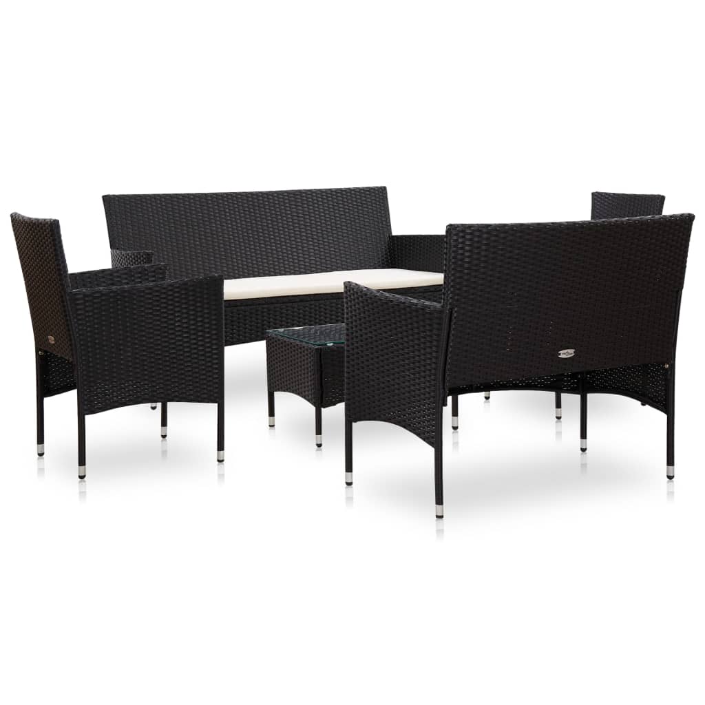 5-delige Loungeset met kussens poly rattan