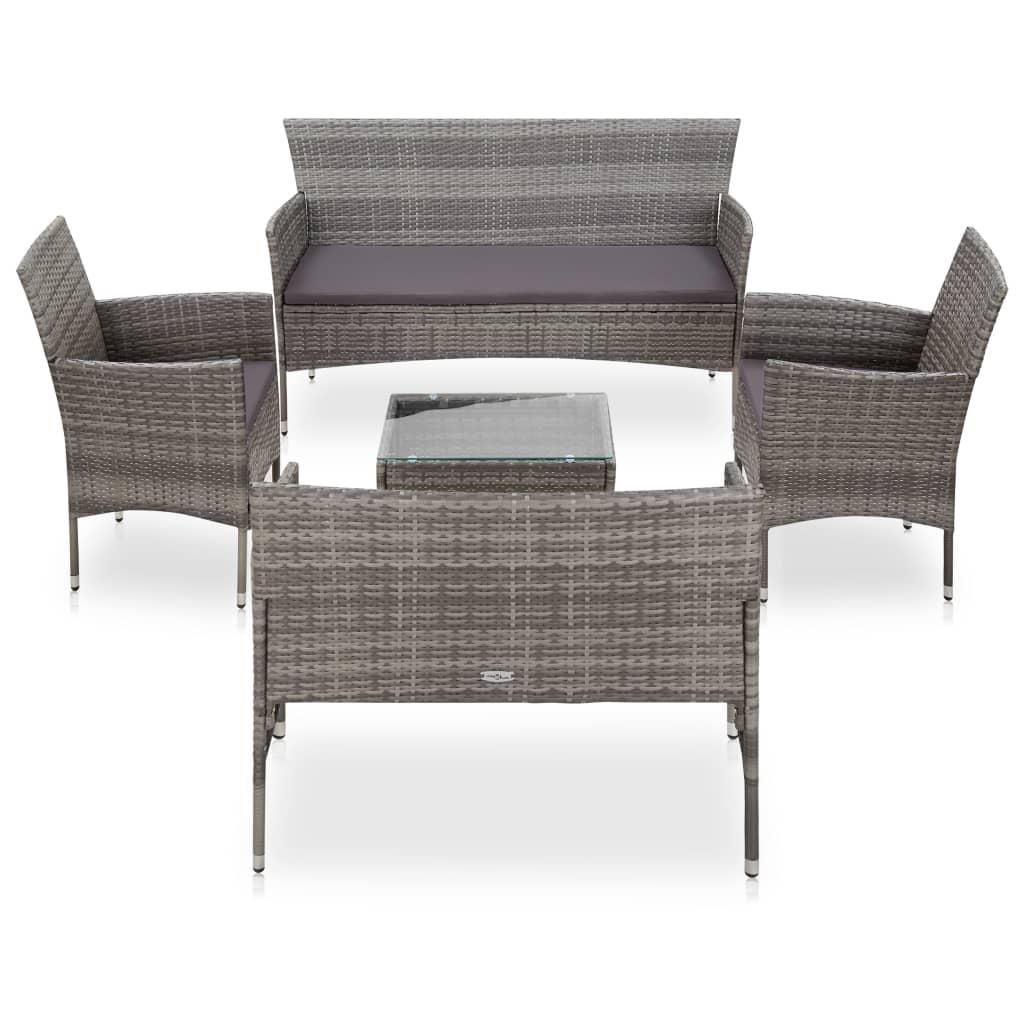 5-delige Loungeset met kussens poly rattan