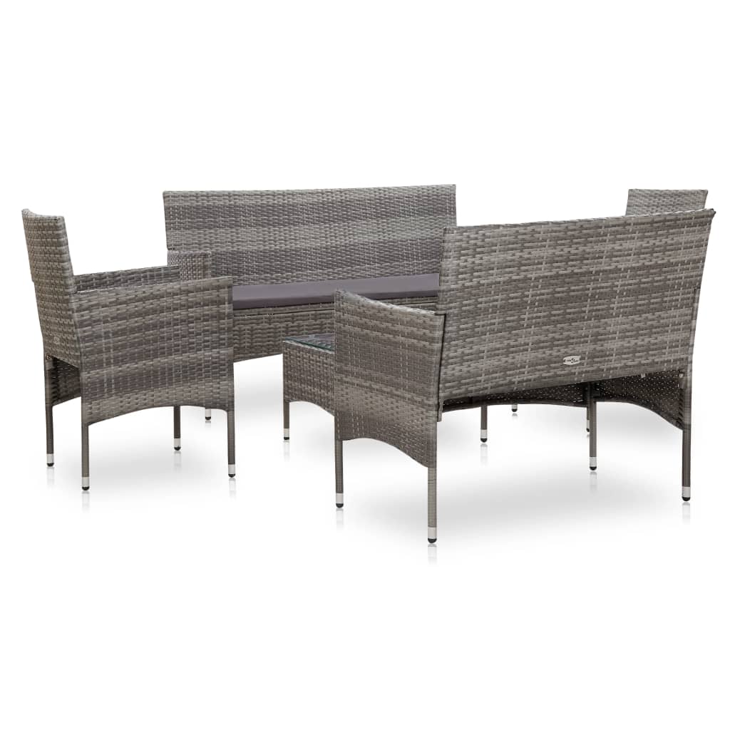 5-delige Loungeset met kussens poly rattan