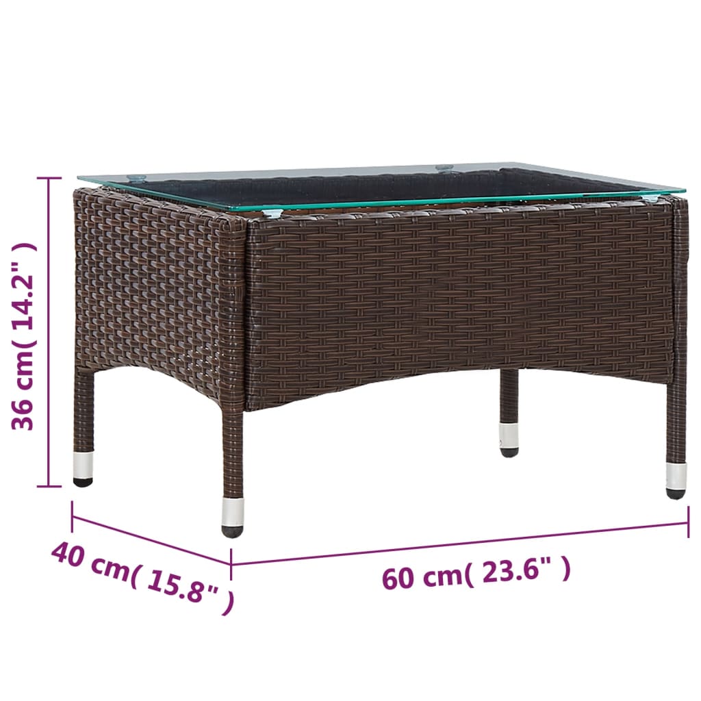 Salontafel 60x40x36 cm poly rattan