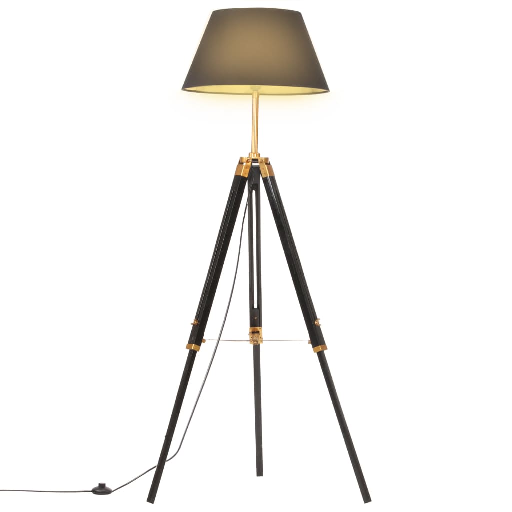 Vloerlamp driepoot 141 cm massief teakhout goudkleurig