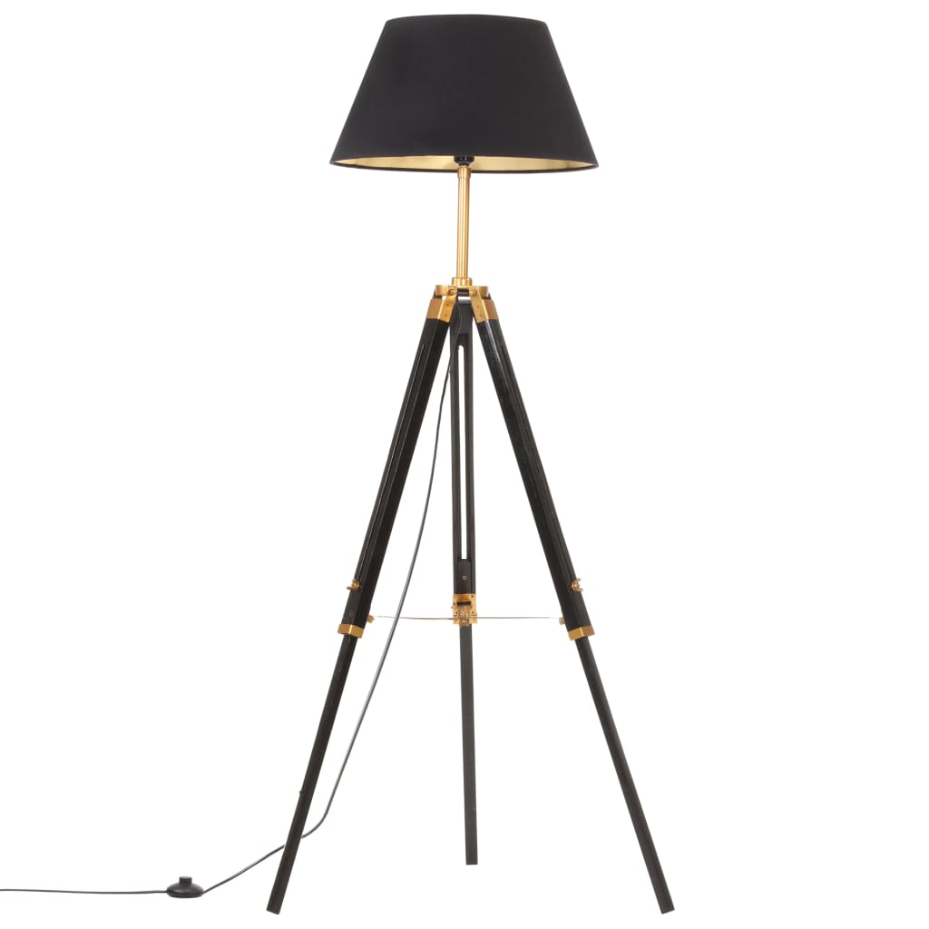 Vloerlamp driepoot 141 cm massief teakhout goudkleurig