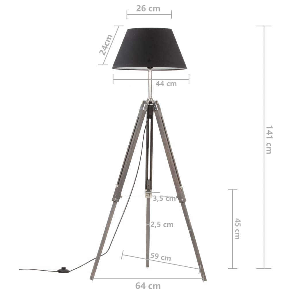 Vloerlamp driepoot 141 cm massief teakhout goudkleurig