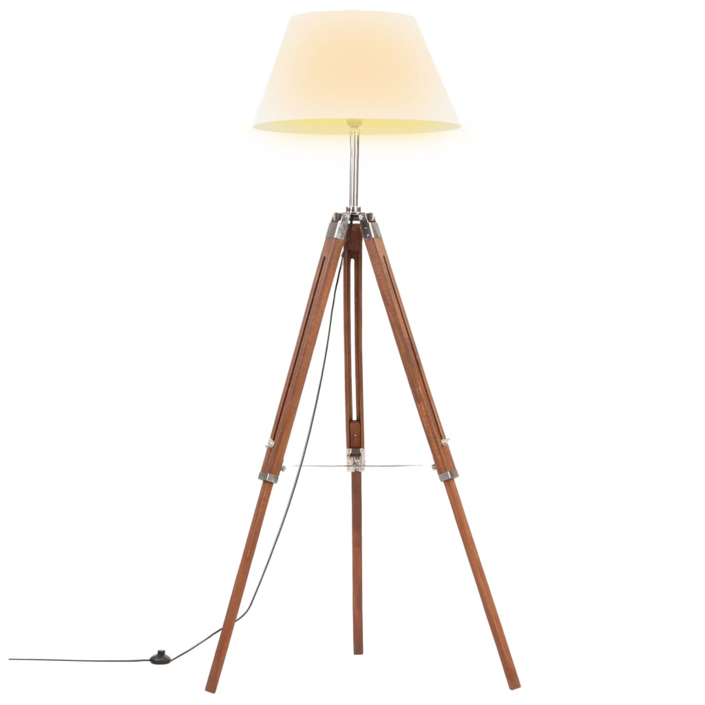 Vloerlamp driepoot 141 cm massief teakhout honingbruin