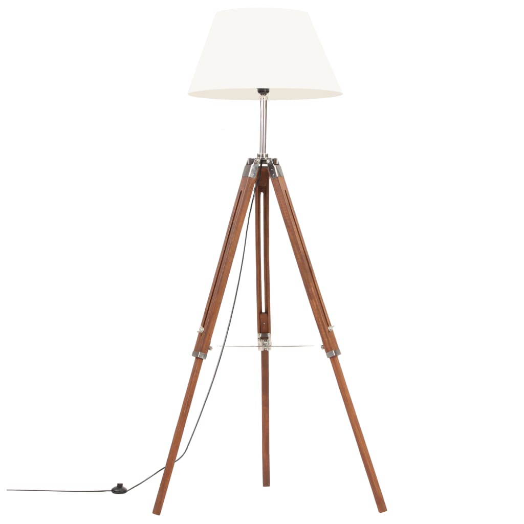 Vloerlamp driepoot 141 cm massief teakhout honingbruin