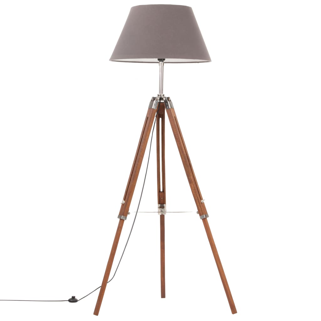 Vloerlamp driepoot 141 cm massief teakhout goudkleurig