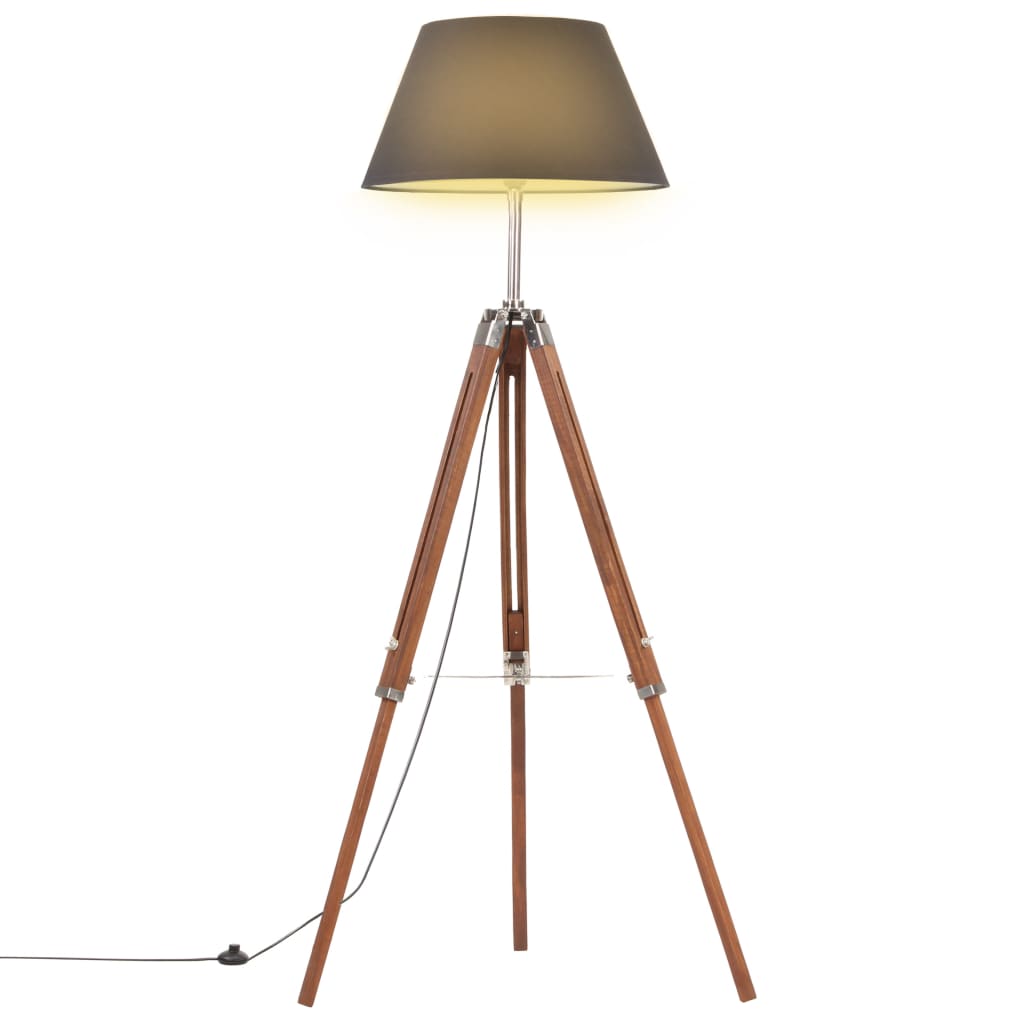 Vloerlamp driepoot 141 cm massief teakhout goudkleurig