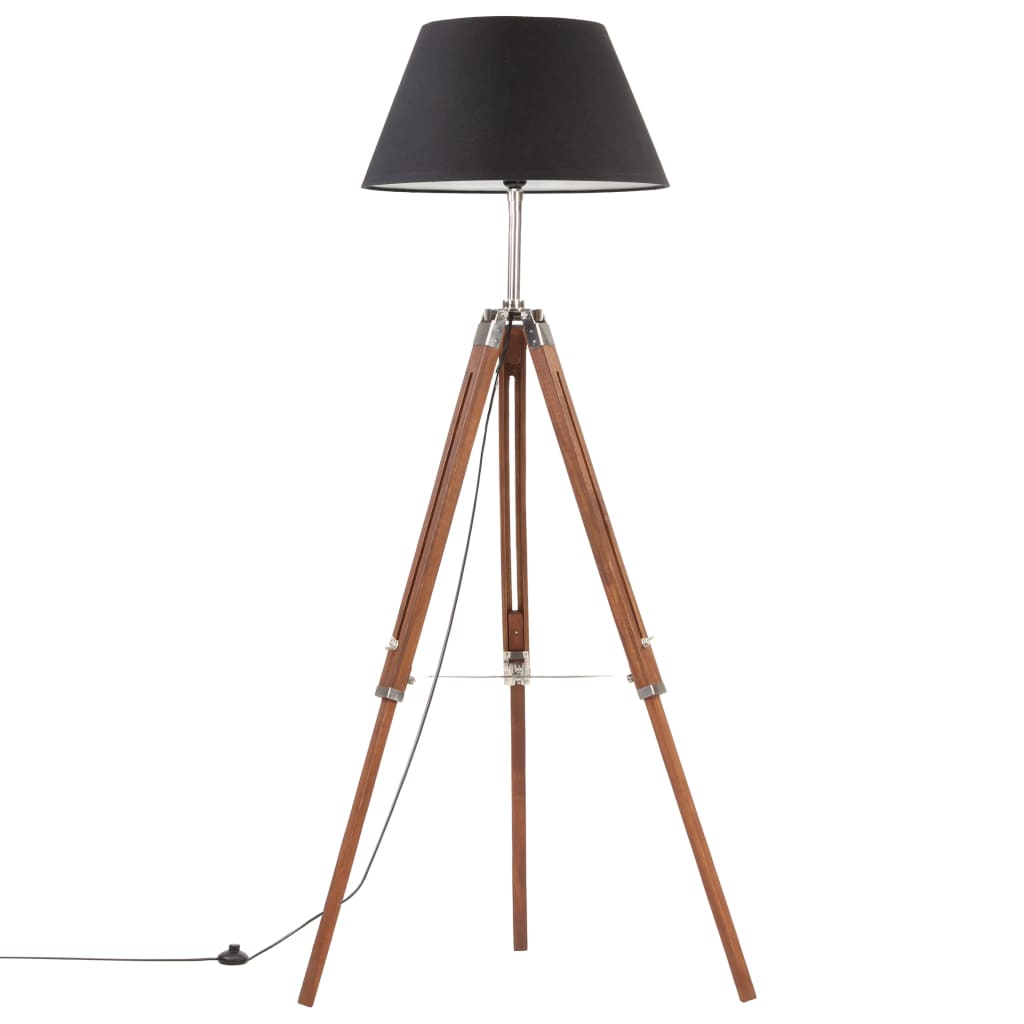 Vloerlamp driepoot 141 cm massief teakhout goudkleurig