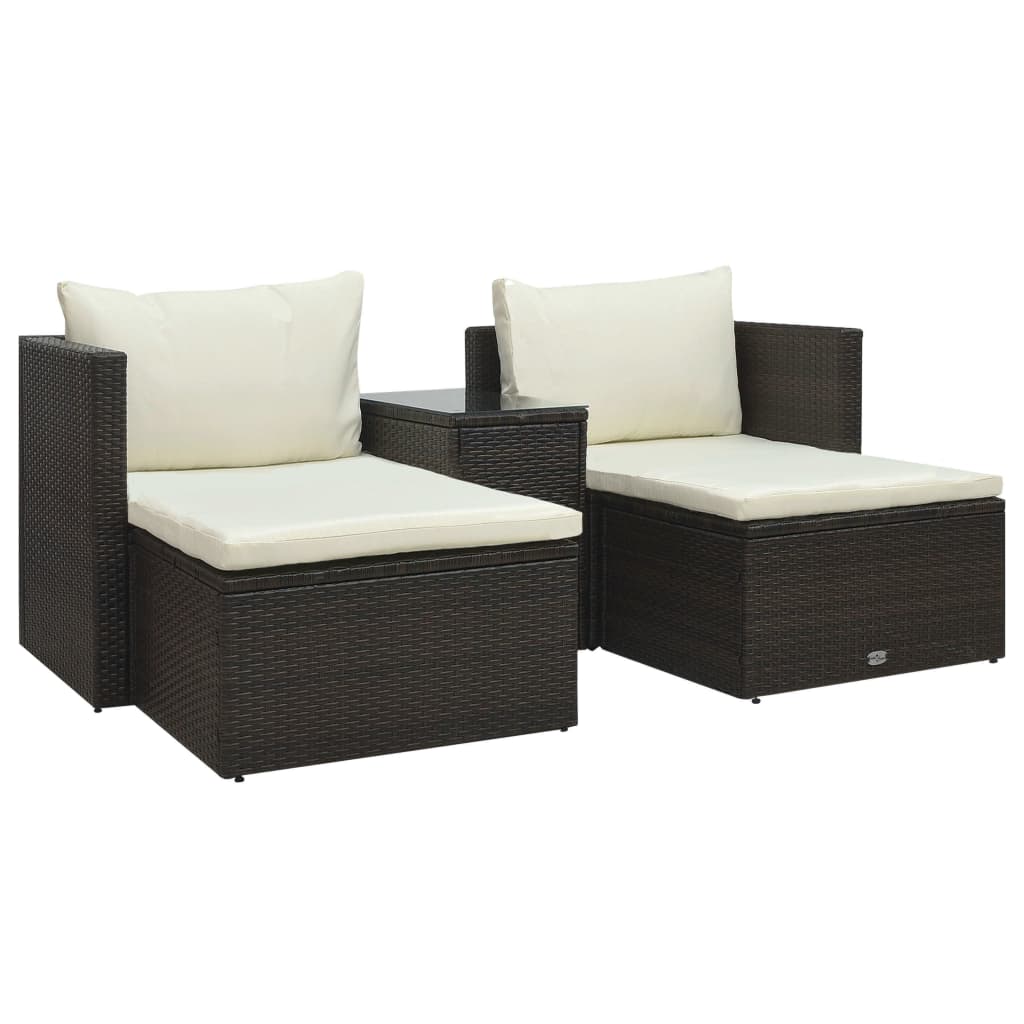 5-delige Loungeset met kussens poly rattan