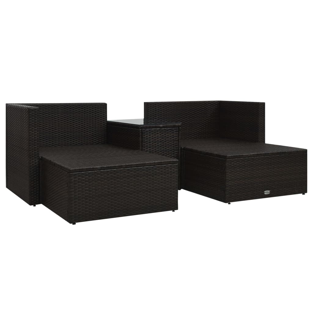 5-delige Loungeset met kussens poly rattan