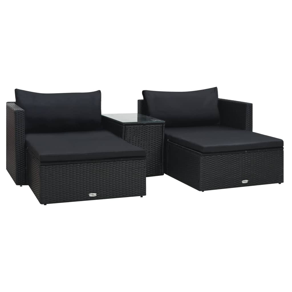 5-delige Loungeset met kussens poly rattan