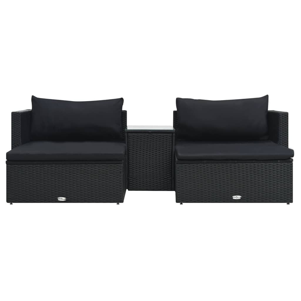 5-delige Loungeset met kussens poly rattan