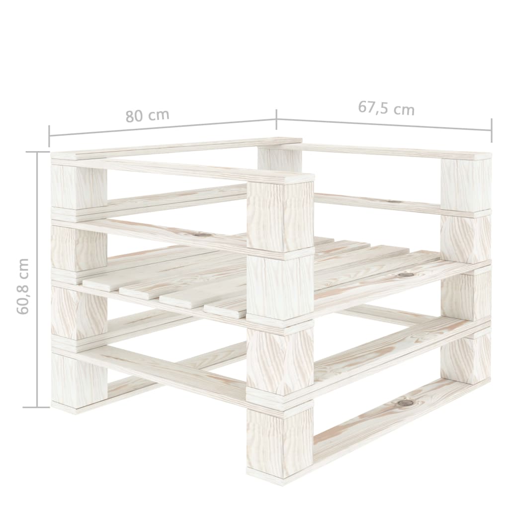 Tuinhoekbank pallet hout wit