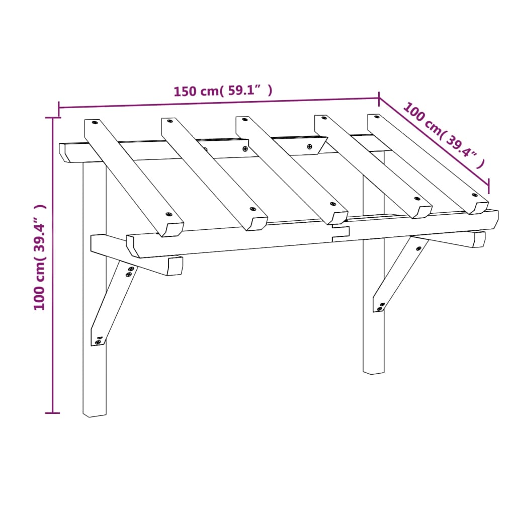 Deurluifel 150x100x100 cm massief grenenhout