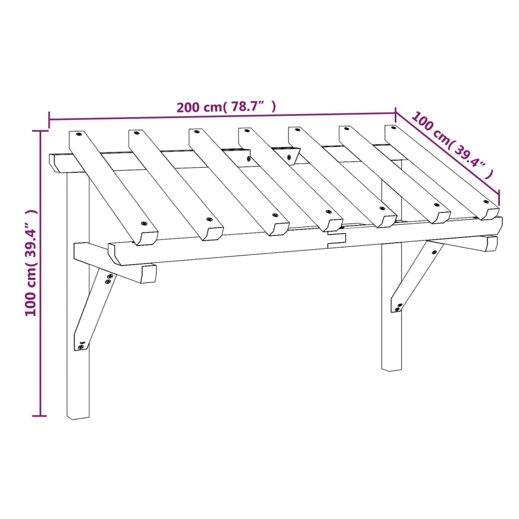 Deurluifel 200x100x100 cm massief grenenhout