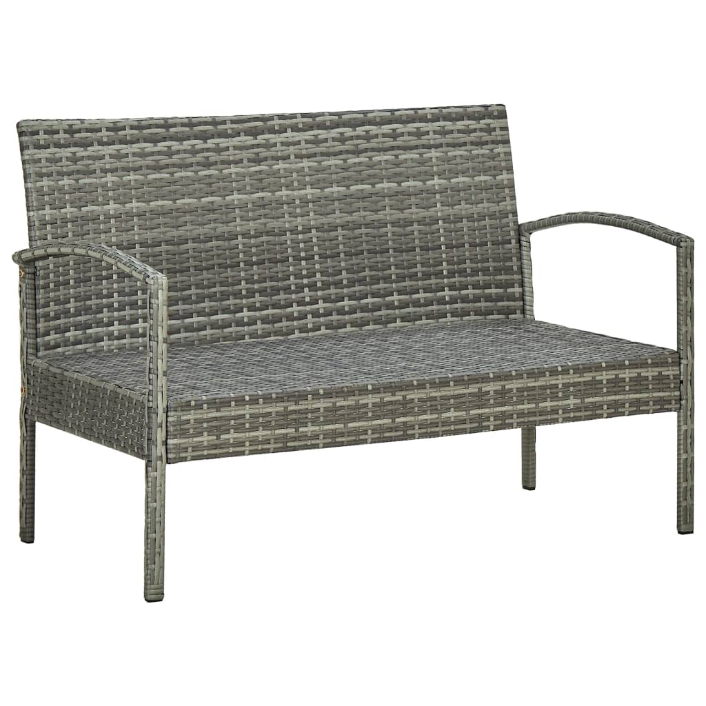 4-delige Loungeset met kussens poly rattan