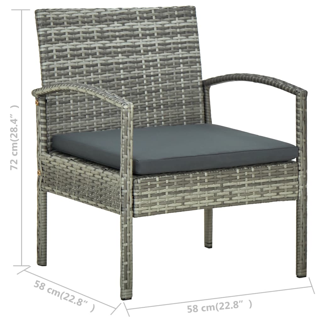 4-delige Loungeset met kussens poly rattan