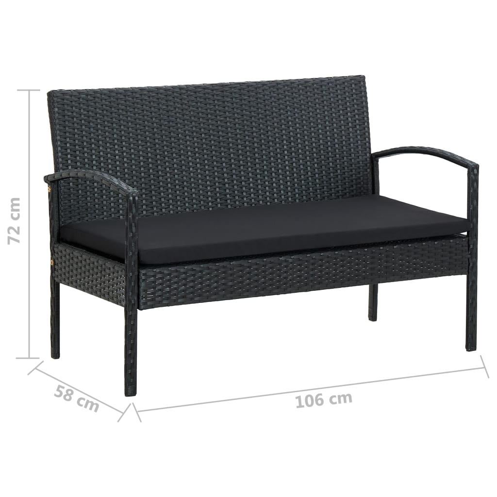 4-delige Loungeset met kussens poly rattan