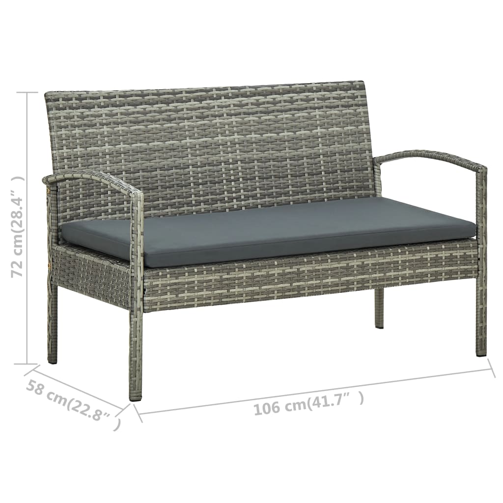 5-delige Loungeset met kussens poly rattan