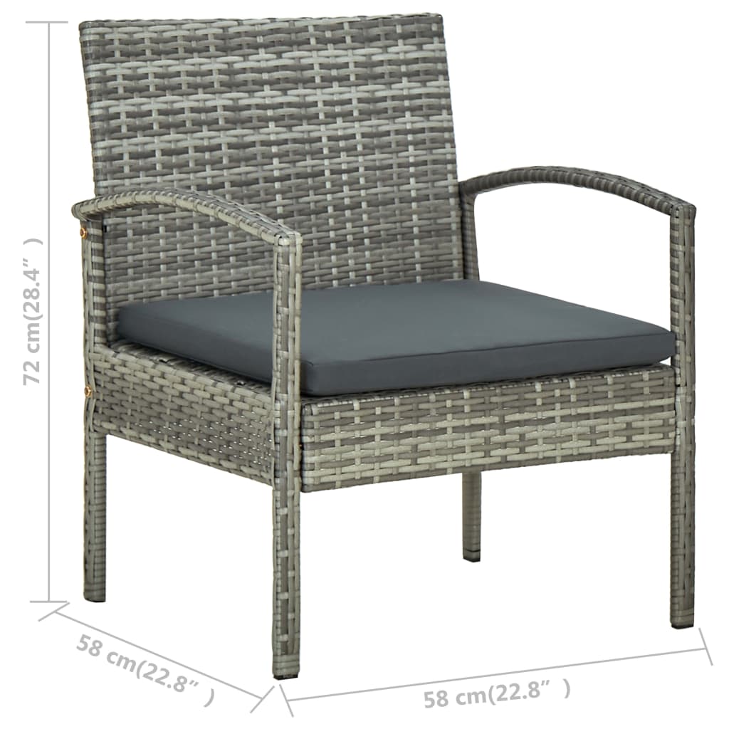 5-delige Loungeset met kussens poly rattan