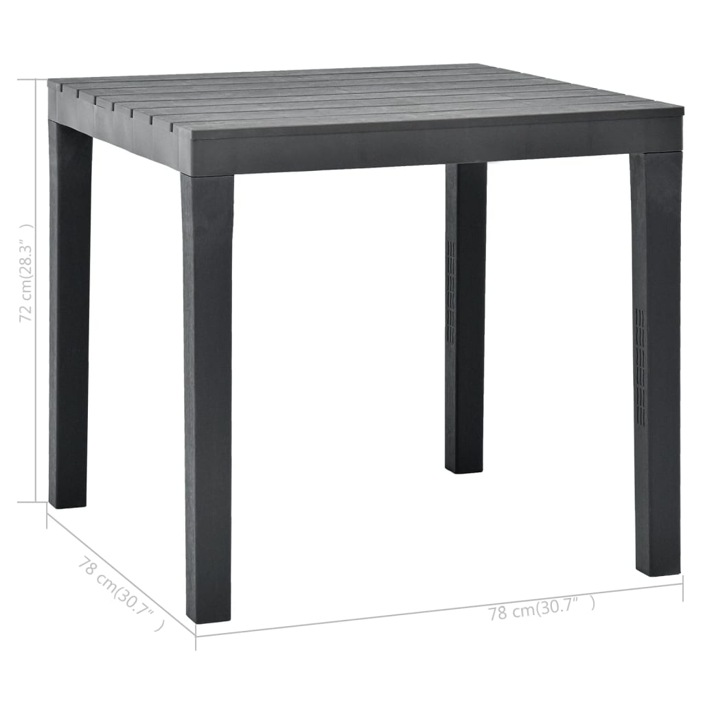 Tuintafel 78x78x72 cm kunststof