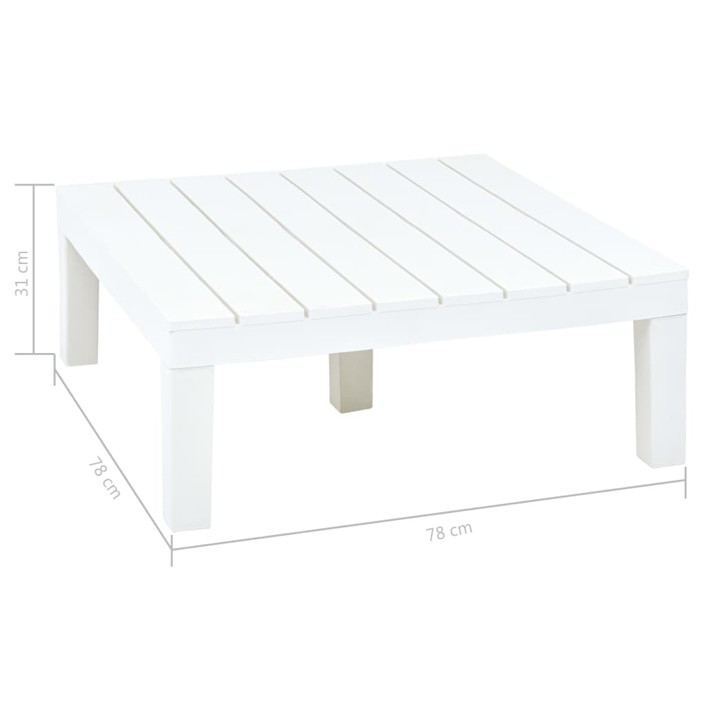 Tuintafel 78x78x31 cm kunststof wit