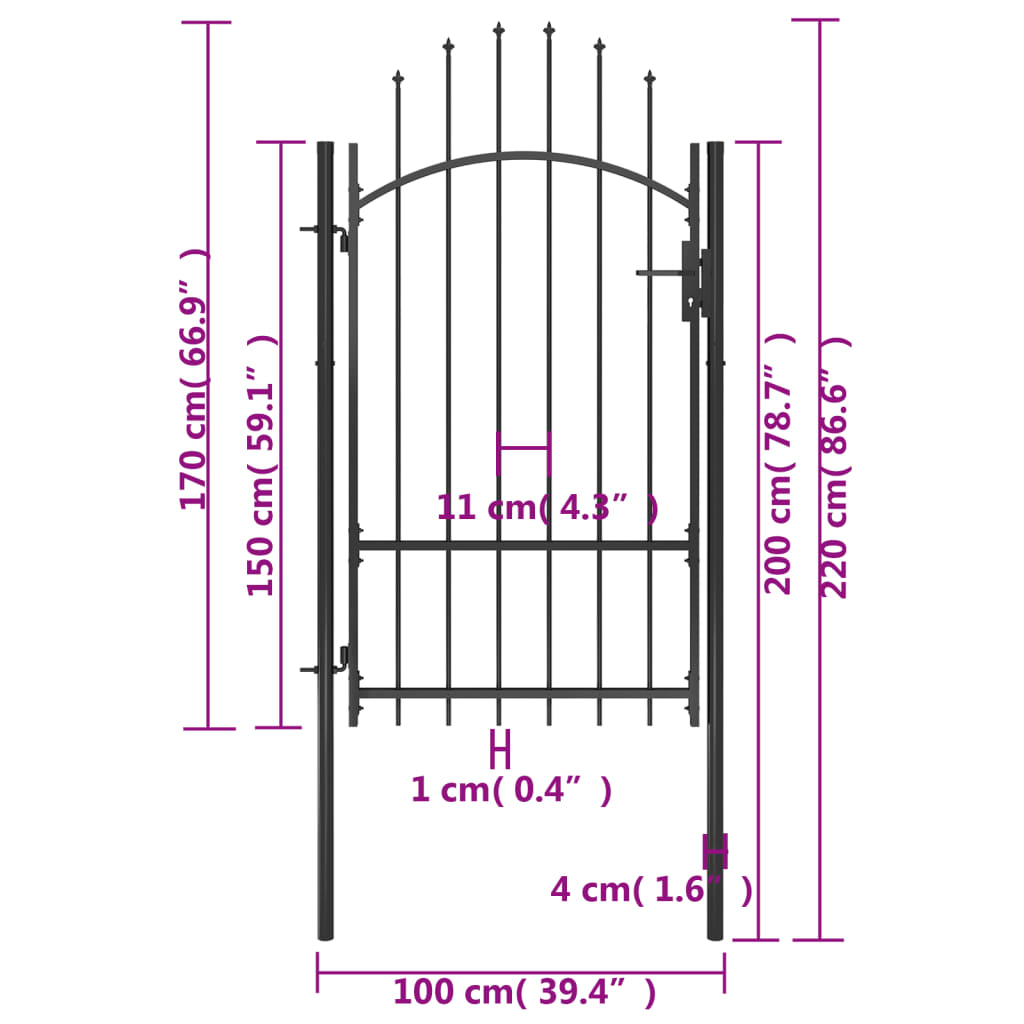 Poort 1x2 m staal