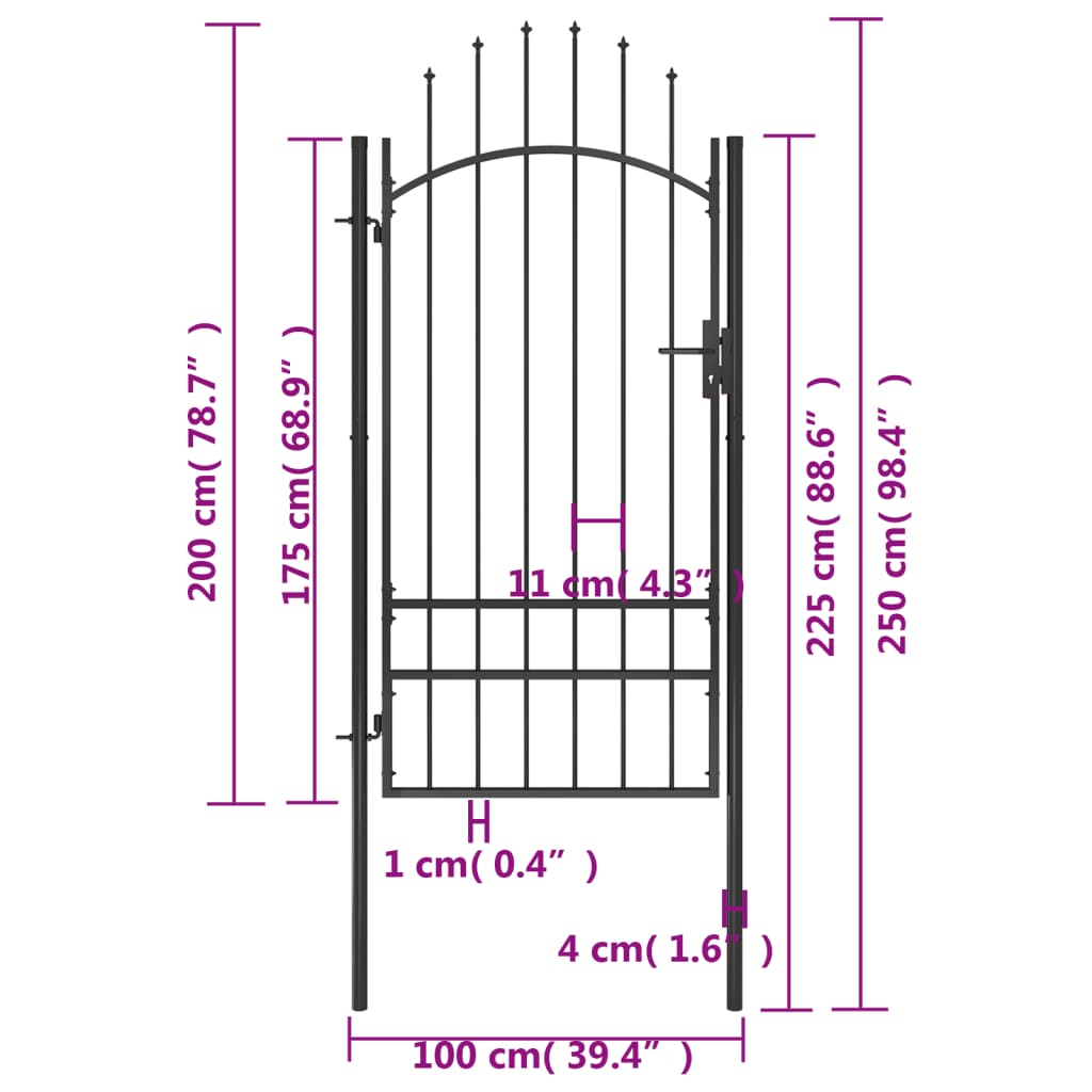 Poort 1x2 m staal