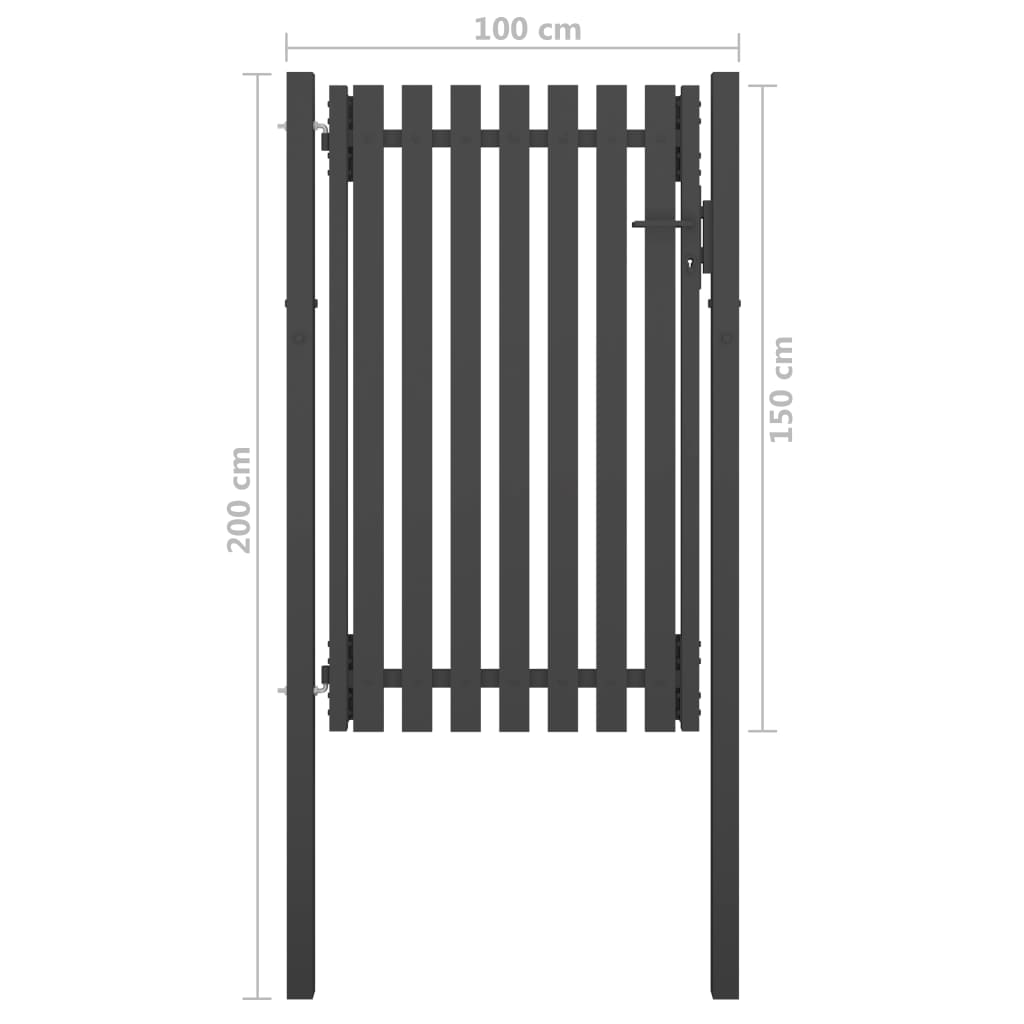 Poort 1x2,5 m staal antraciet