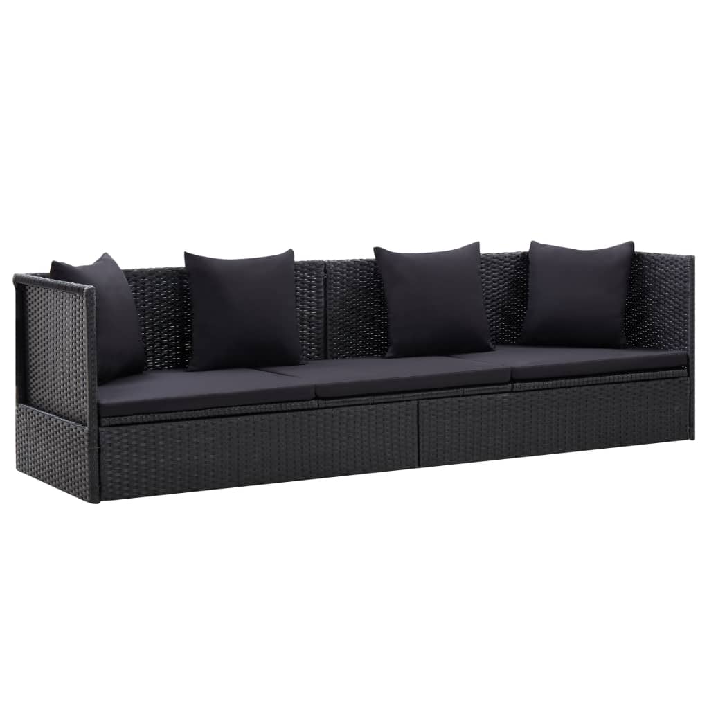 Tuinbed met kussens poly rattan