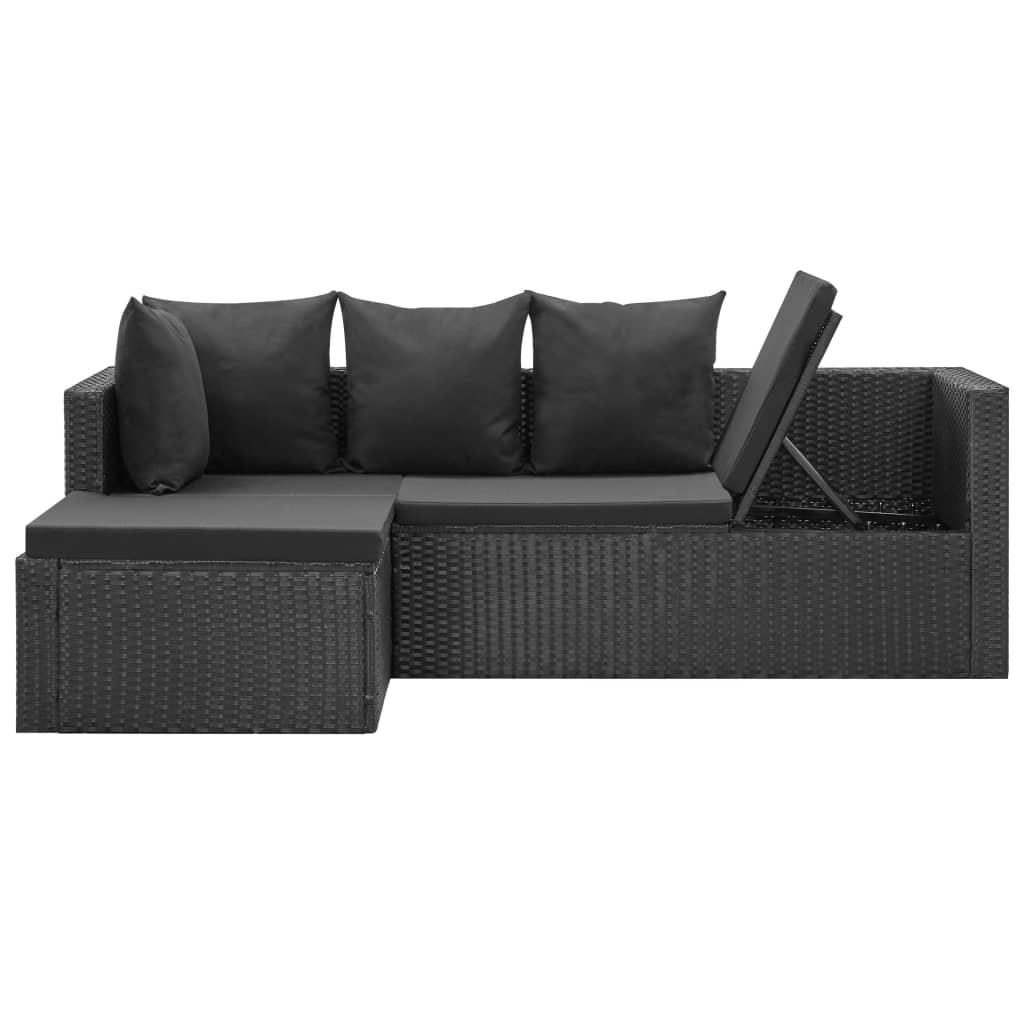 4-delige Loungeset met kussens poly rattan