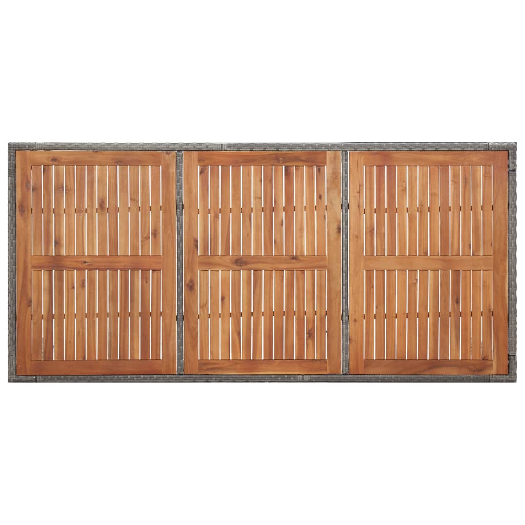 Tuintafel 190x90x75 cm poly rattan en massief acaciahout grijs