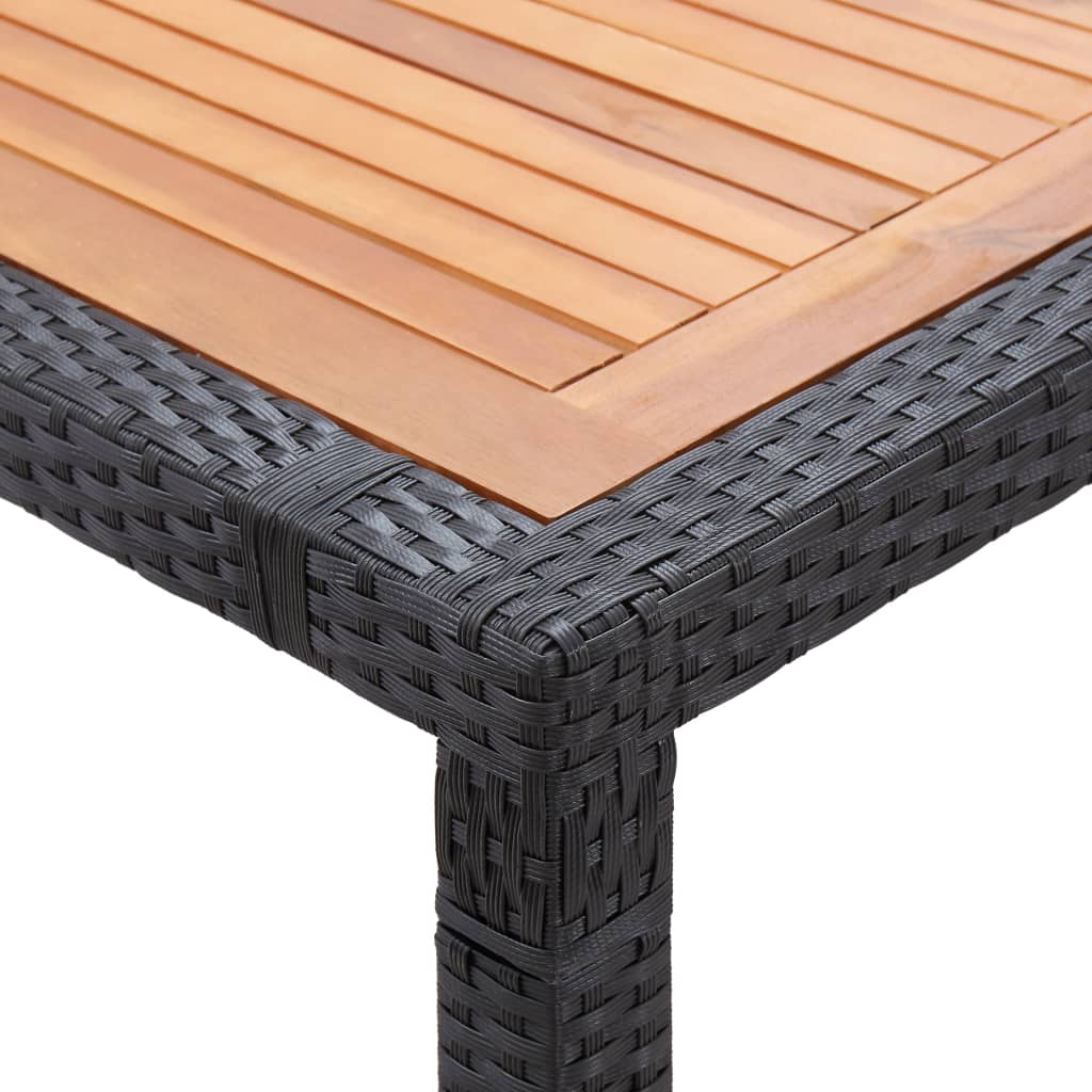 Tuintafel 200x150x74 cm poly rattan en massief acaciahout grijs