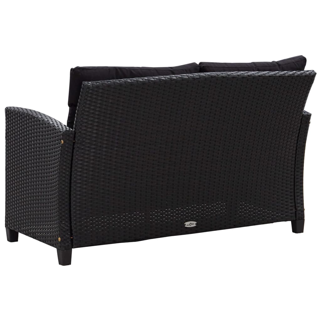 Tuinbank 2-zits met kussens 124 cm poly rattan grijs