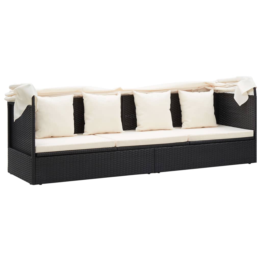 Tuinbed met luifel poly rattan gemengd