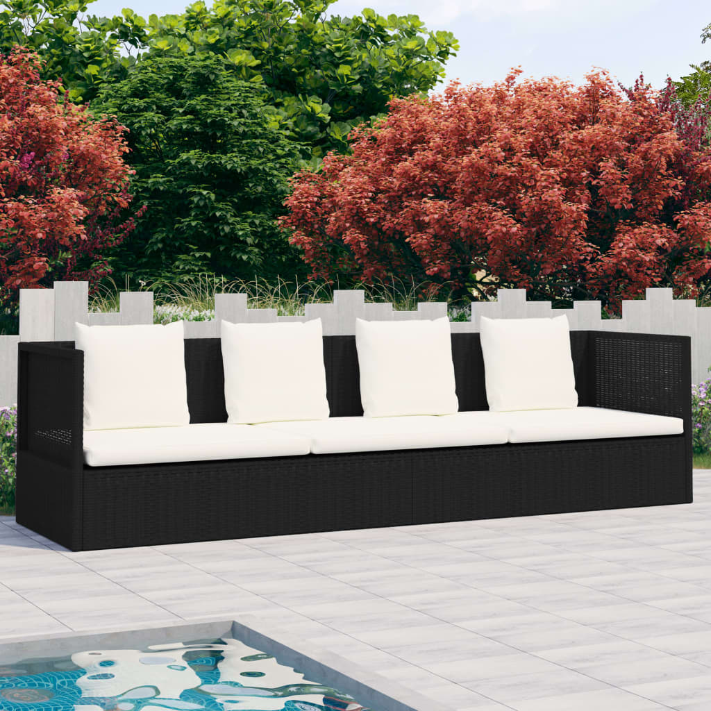 Tuinbed met kussens poly rattan