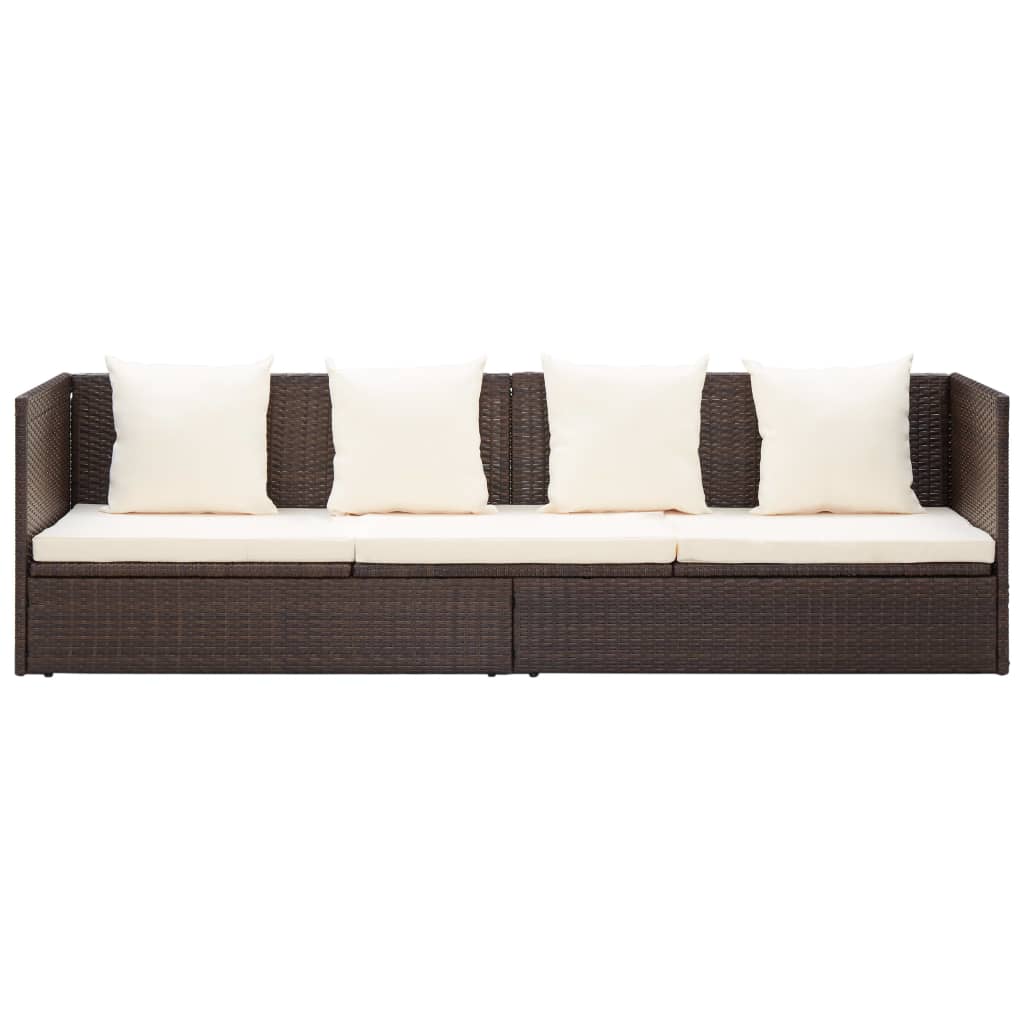 Tuinbed met kussens poly rattan